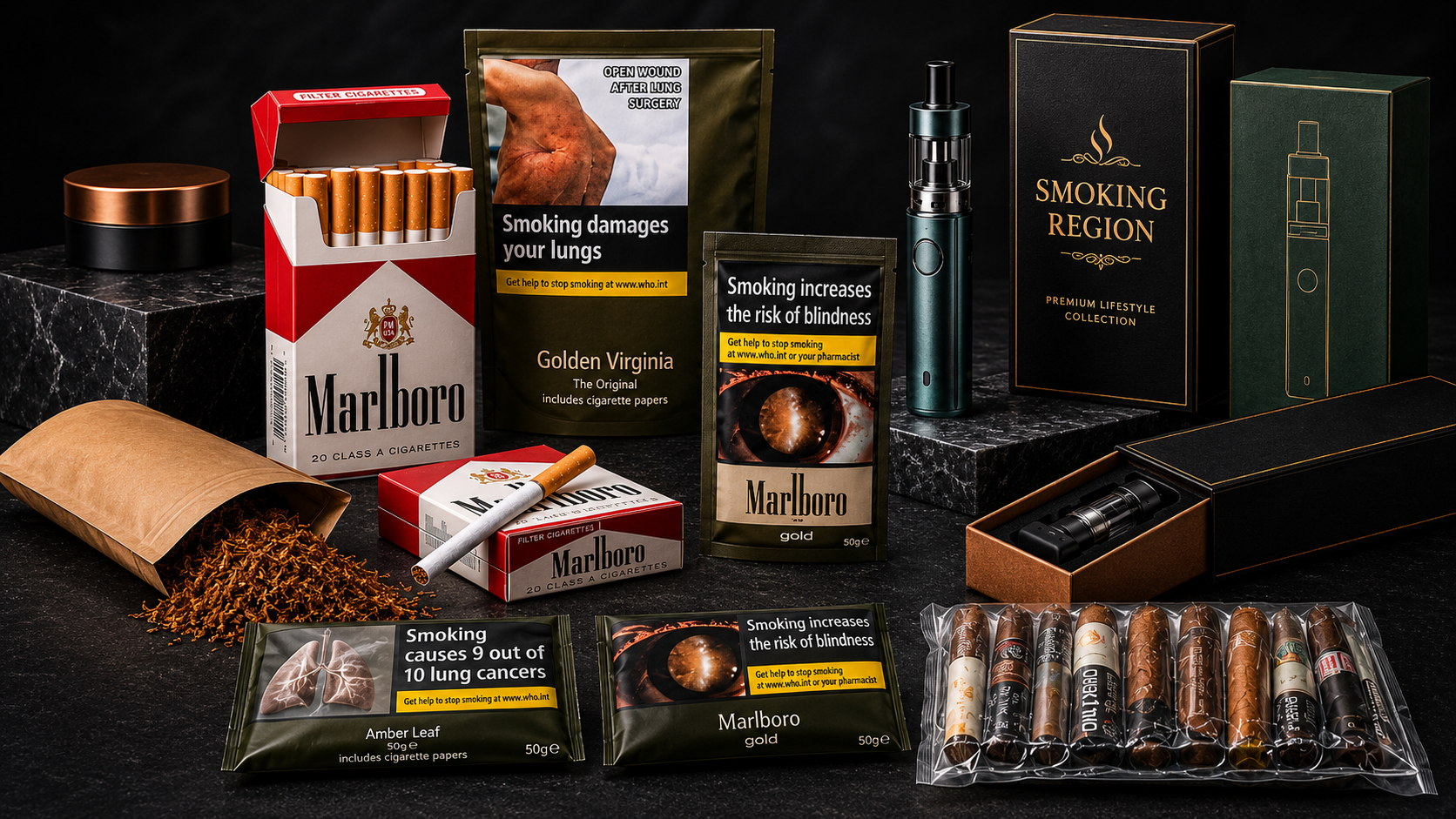 Smoking Region premium tobacco and vape product display